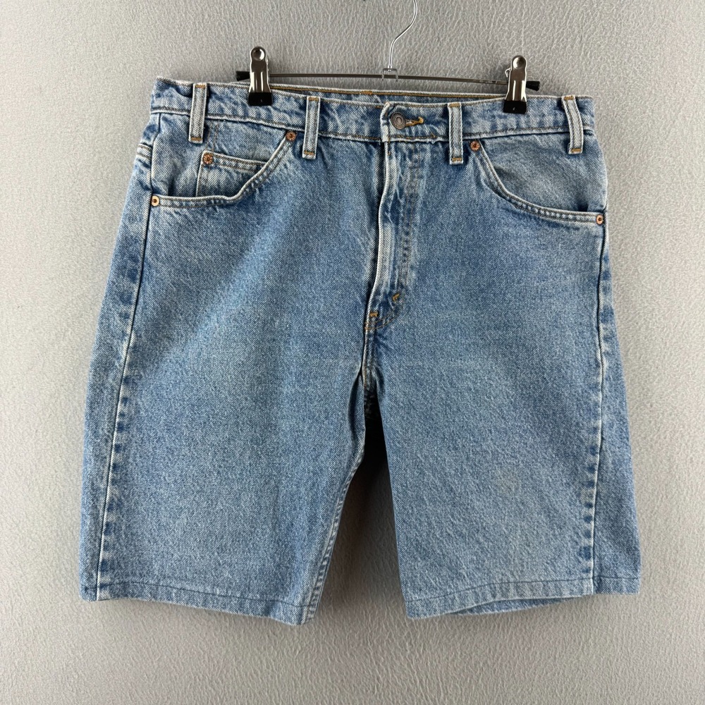 Vintage Levis Shorts Mens 34 (Fits 32) Blue 505 Denim Jorts Orange Tab 90s